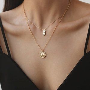 Gold plated cubic zirconia necklace set